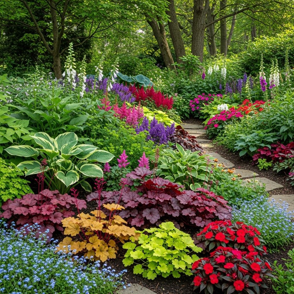 A curated collection of lush, low-light botanicals that bring life to dim garden corners.