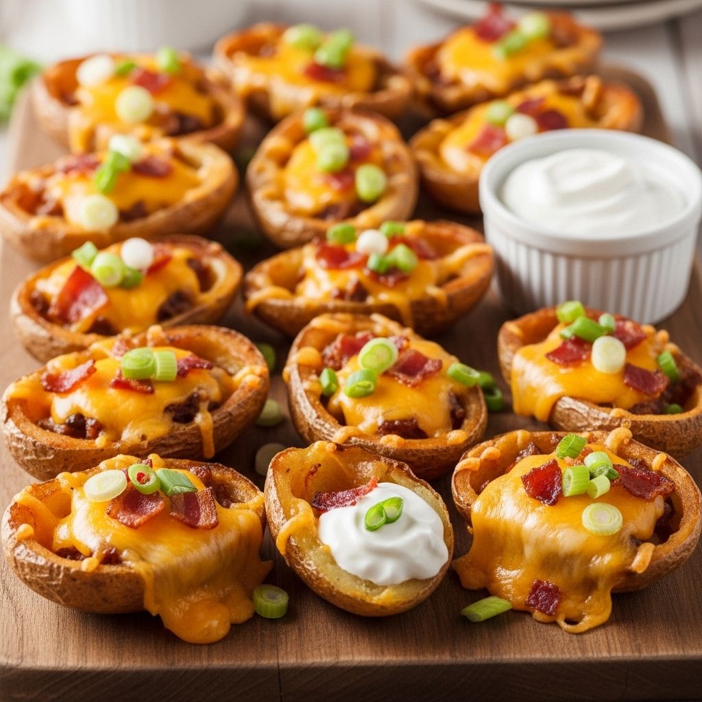 Each double-baked shell delivers a perfect crunch beneath salty bacon and gooey cheddar.