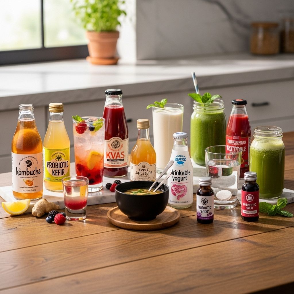 Discover top probiotic drinks to support digestion, immune function, and overall gut health, from kombucha to kefir and more.