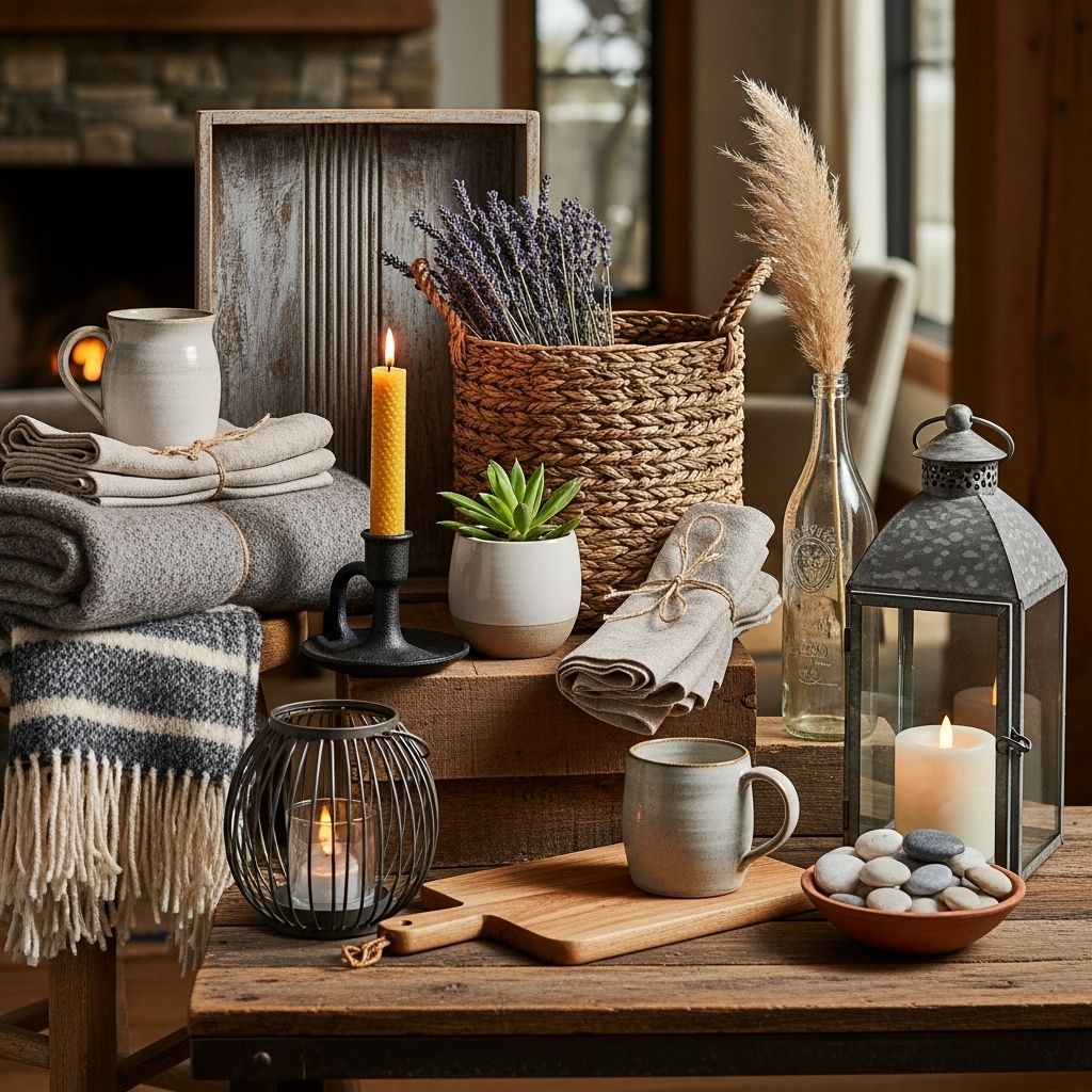 Artisanal materials and warm accents turn rooms into a cozy, inviting retreat.