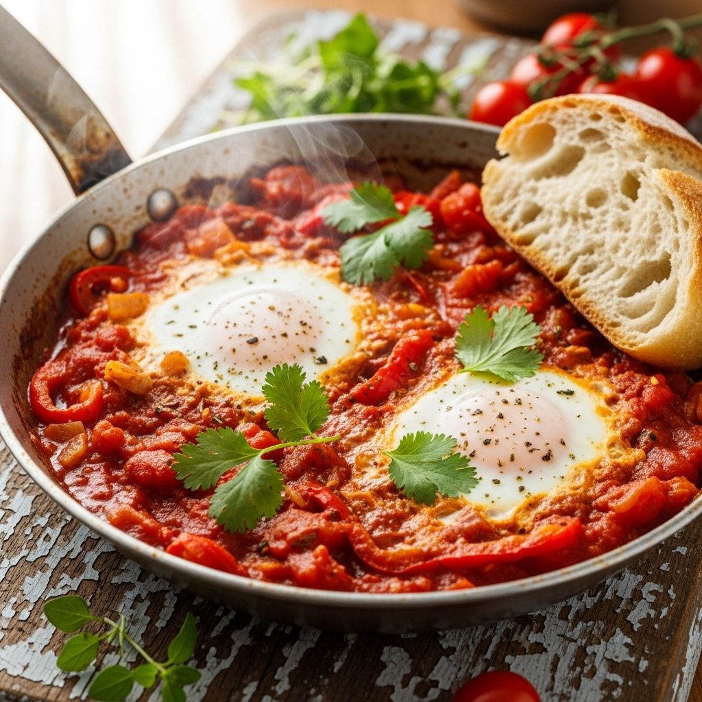 Discover the secret to shakshuka: the beloved North African & Middle Eastern skillet of eggs poached in a vibrant, aromatic tomato sauce.