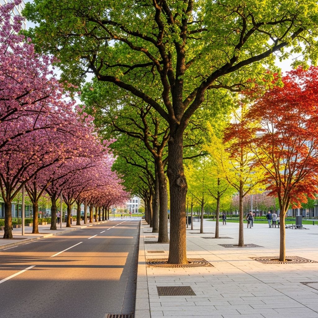 A comprehensive guide to selecting street and sidewalk trees that enhance urban landscapes and protect infrastructure.
