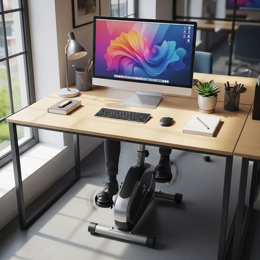 Pedal at your desk to maintain steady energy and counteract the hazards of sitting all day.