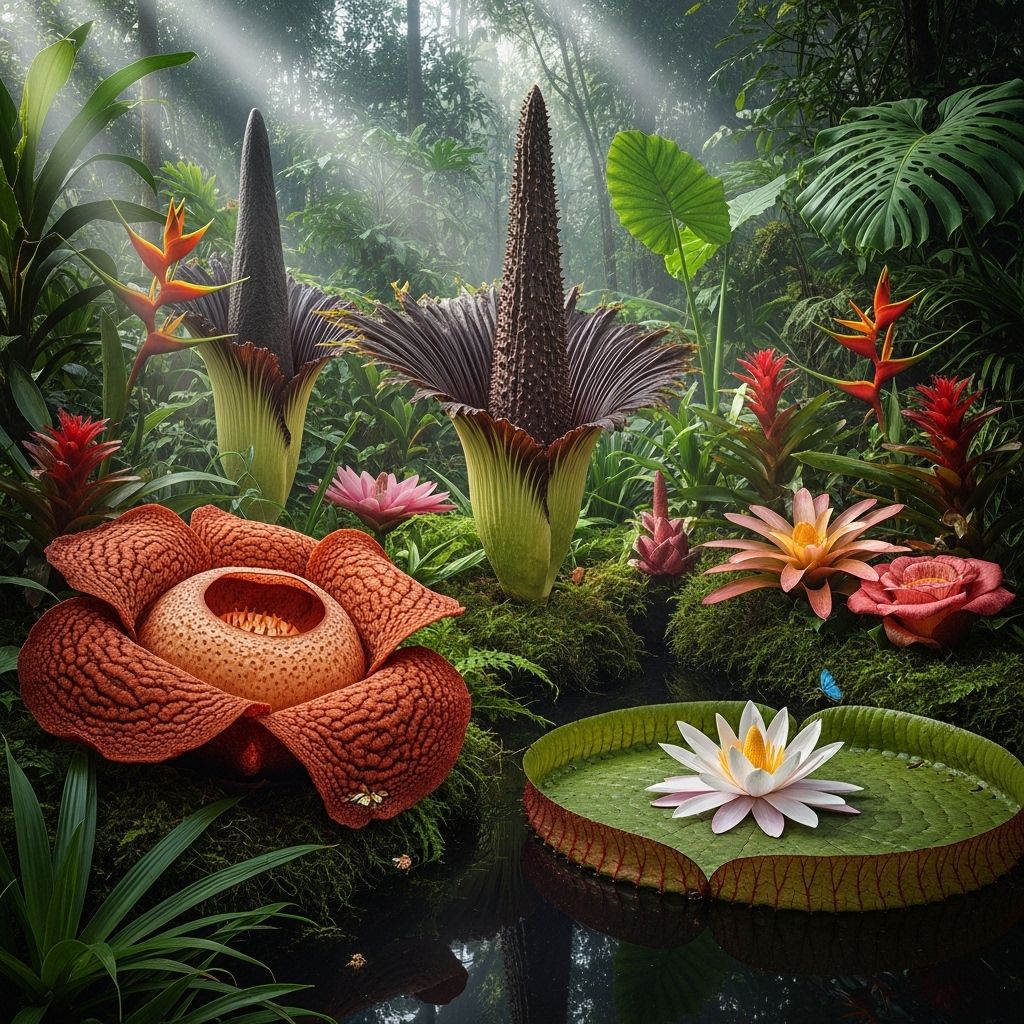 Explore the astonishingly large and unusual flowers that push the boundaries of botanical possibility, from the infamous corpse flower to towering palms.