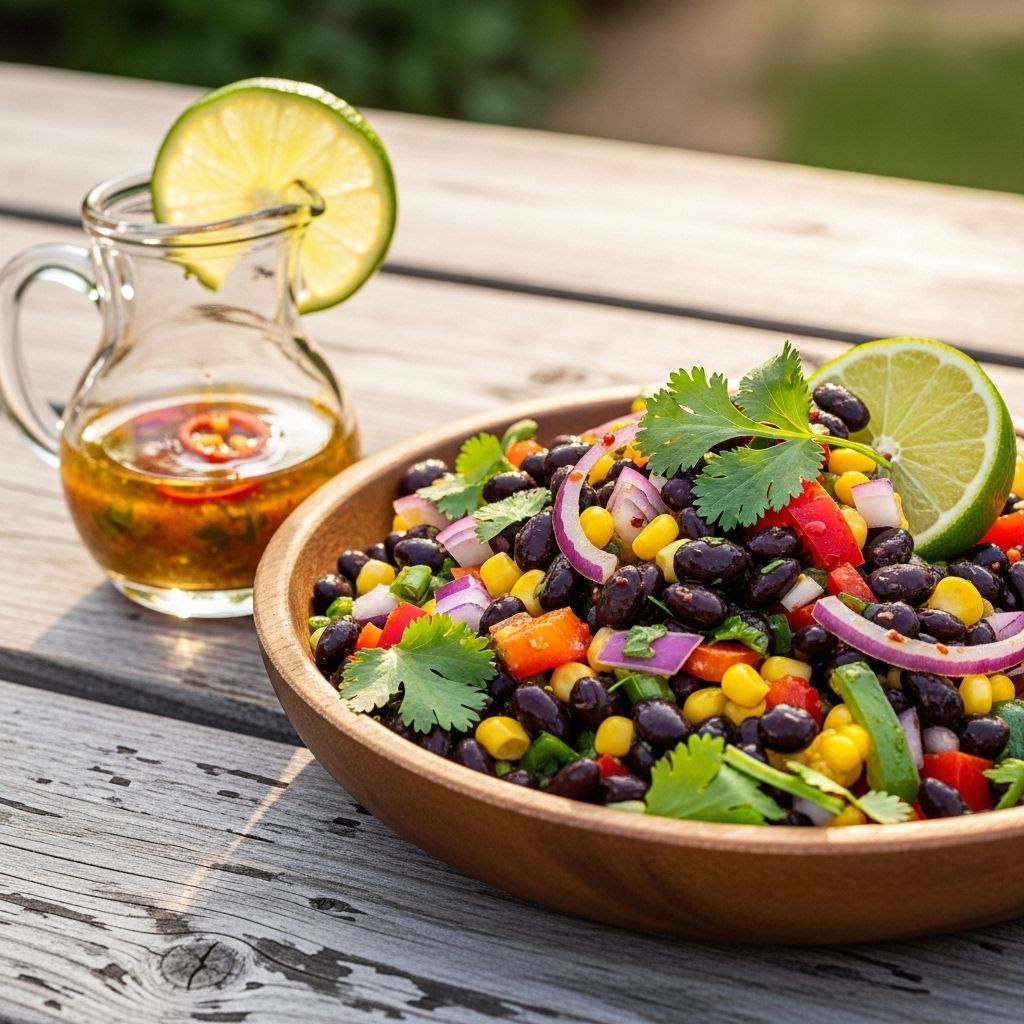Vibrant Black Bean Salad With Corn, Cilantro, and Chili-Lime Vinaigrette Fresh ingredients and bold spices meld overnight into a nutritious, crowd-pleasing dish.