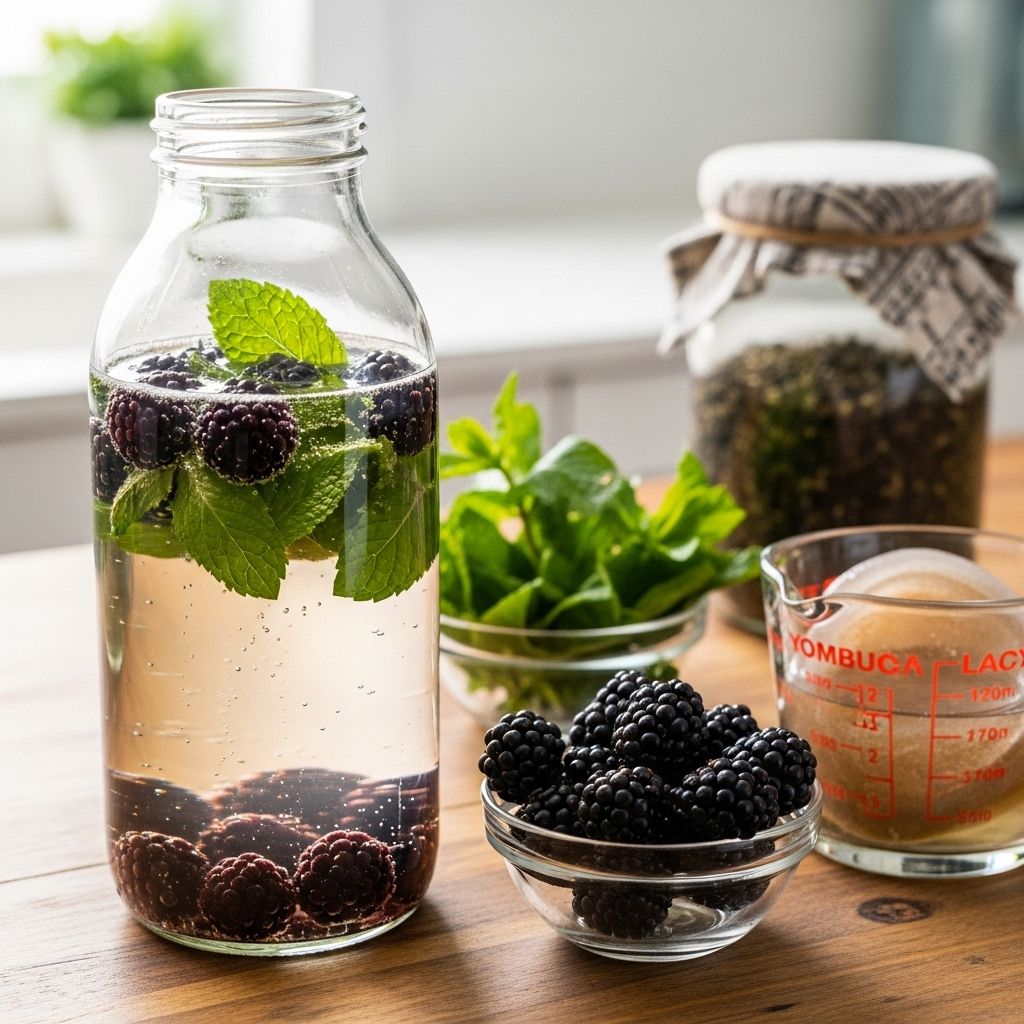 A fizzy, probiotic tea with vivid magenta color and a harmonious sweet-herbal finish.