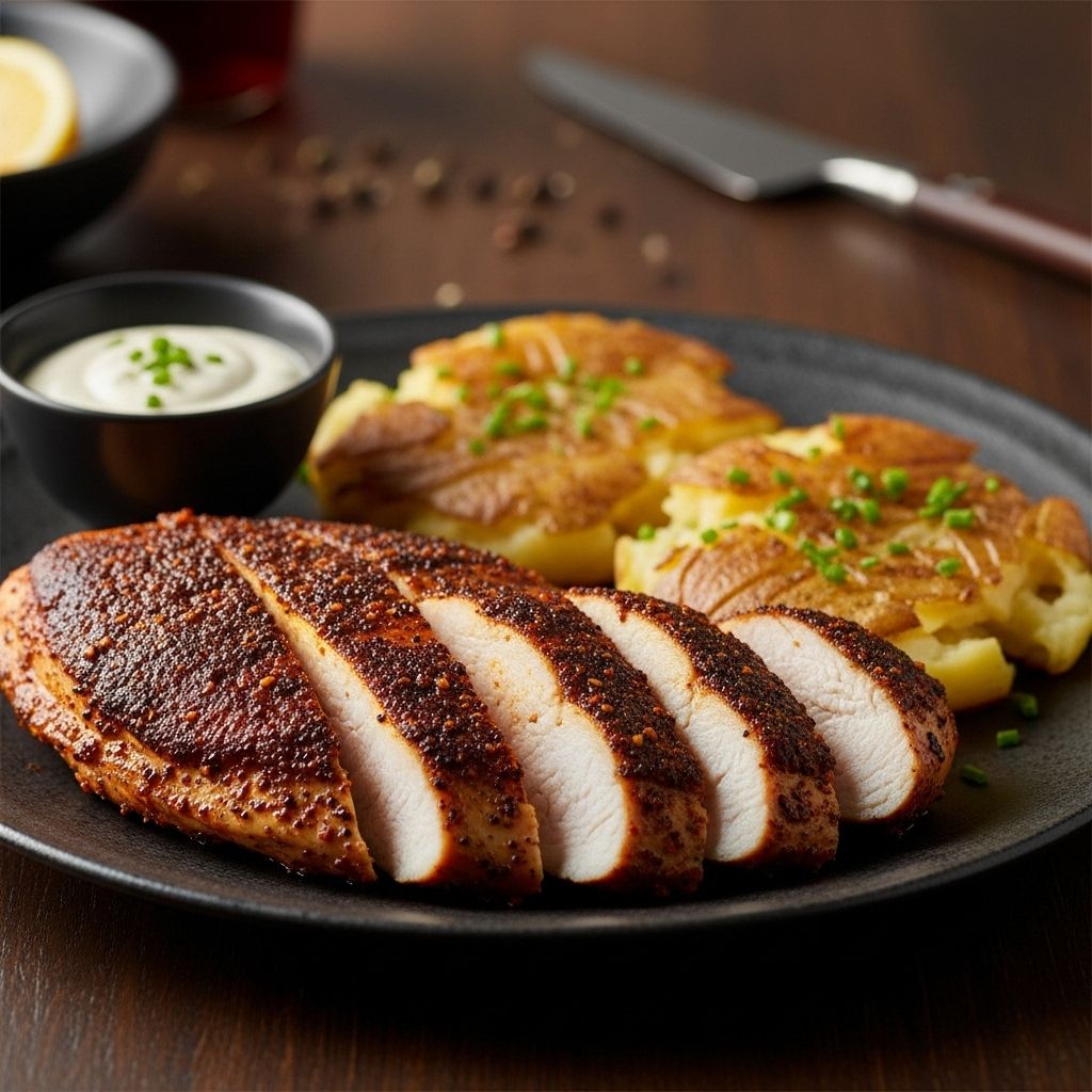Crispy-edged potatoes meet juicy, spice-crusted chicken for a dazzling dinner.