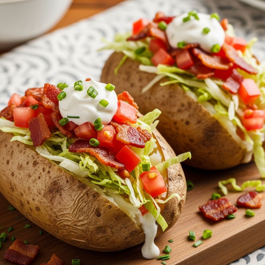 Creamy scallion butter meets crispy bacon and fresh lettuce under a tangy dressing.