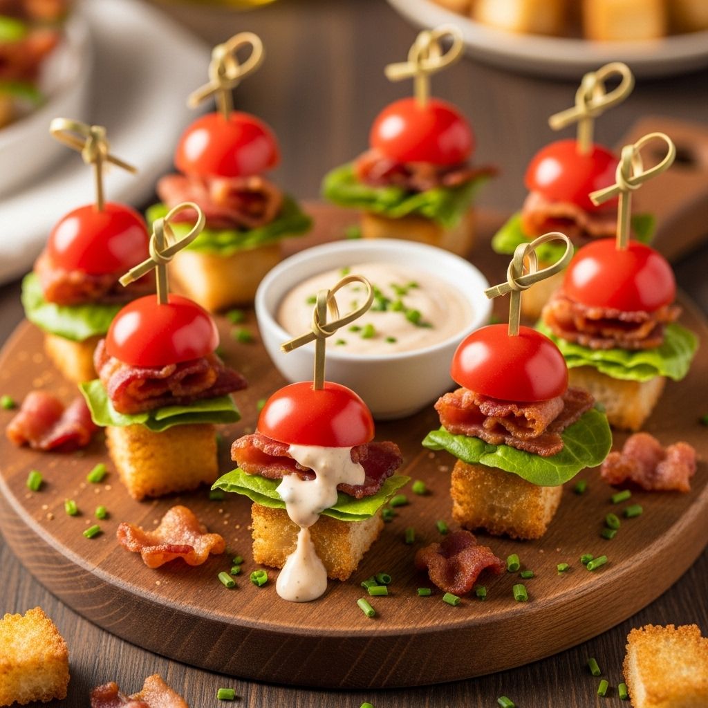 A crisp toast base topped with smoky bacon, creamy mayo and veggies in each mouthful.
