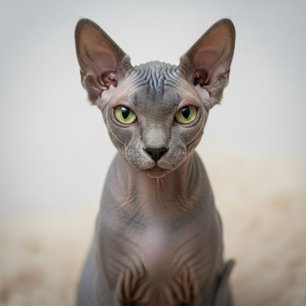 A hairless feline that thrives on warmth, play, and human companionship.