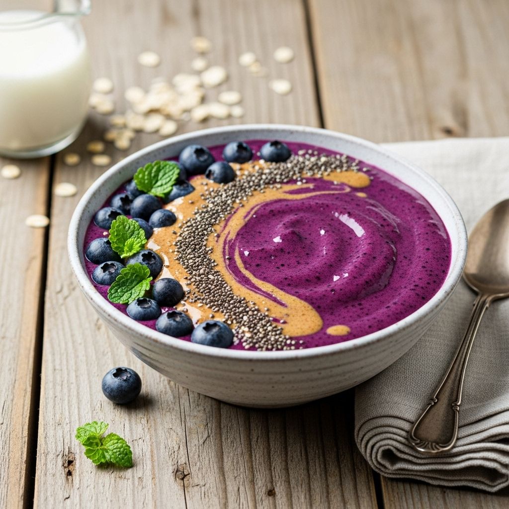 Make mornings vibrant and healthy with this easy, high-protein blueberry smoothie bowl packed with superfoods and customizable toppings.
