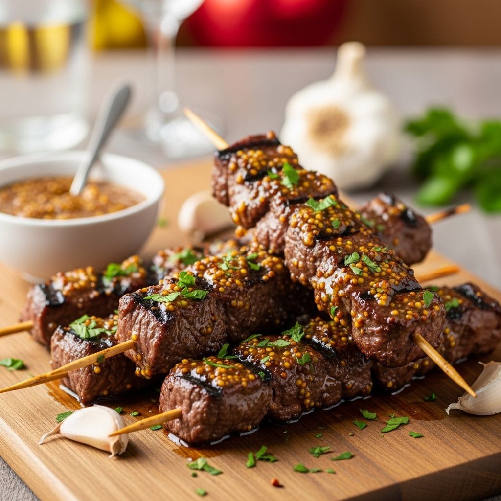 Sweet honey and tangy mustard glaze creates juicy meat bites with a warm paprika finish.