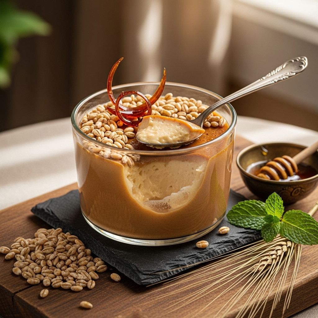 Boricha Pudding: Korean Barley Tea Pudding That Transforms Tradition A silky dessert that blends nutty tea infusions with rich cream for a refined finish.