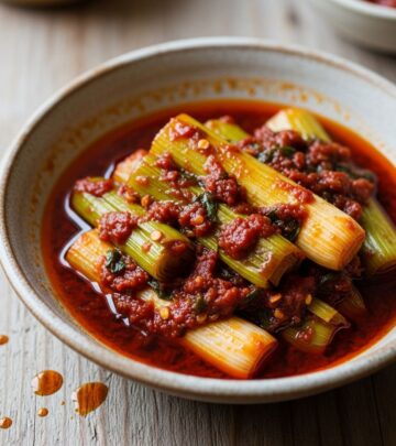 Silky vegetable stalks drenched with vibrant spice unlock an irresistible flavor journey.
