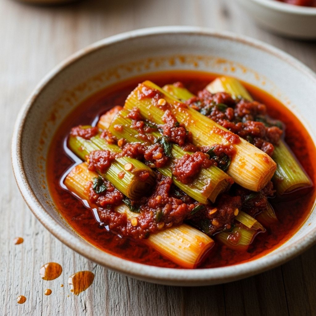Silky vegetable stalks drenched with vibrant spice unlock an irresistible flavor journey.