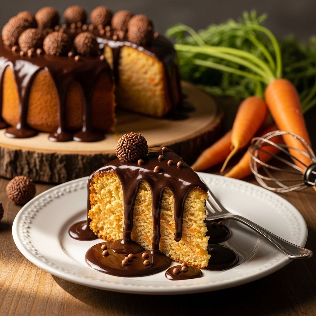 A stunning orange crumb meets glossy chocolate coating for an unforgettable slice.