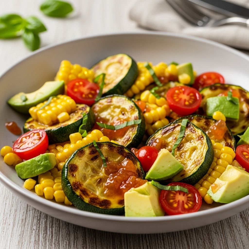 A seasonal side blending caramelized veggies with tangy-sweet glaze and creamy textures.