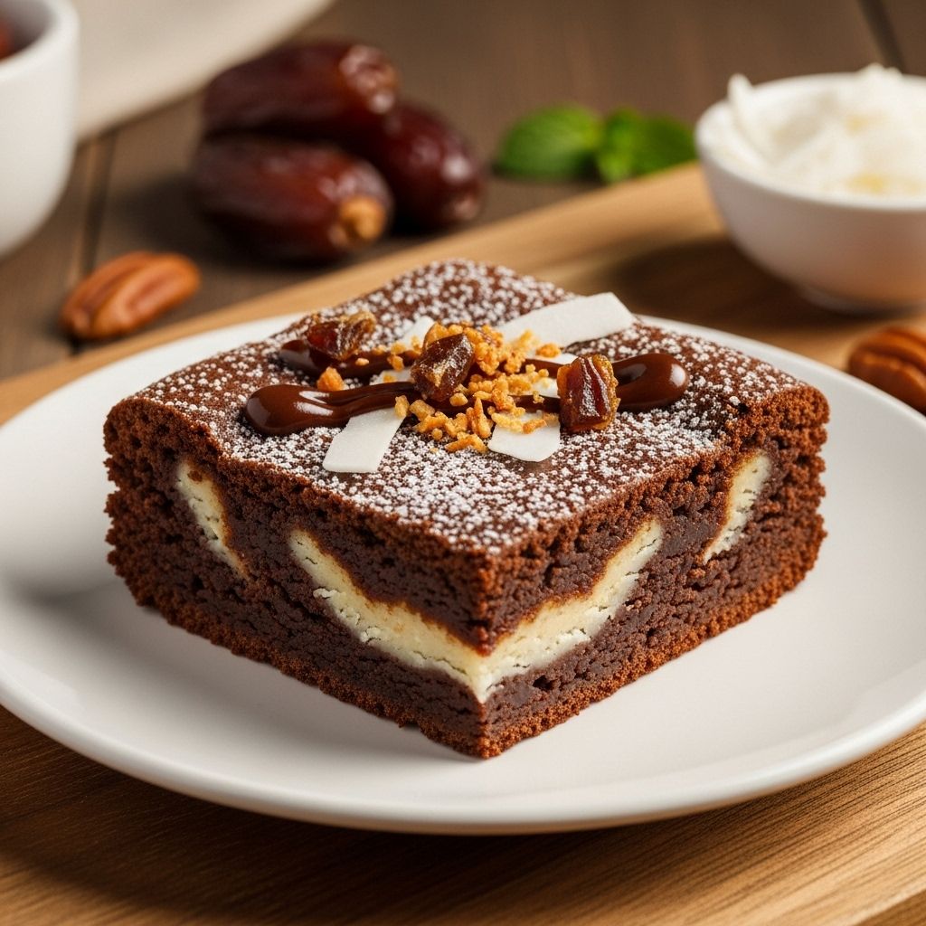 Discover how to make rich brownies with a coconut-date swirl for an irresistibly wholesome treat.