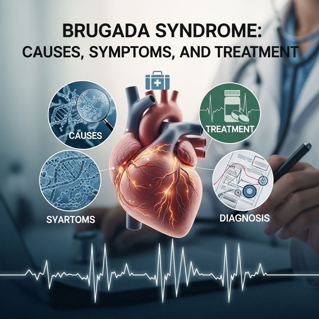Comprehensive guide to Brugada syndrome: symptoms, causes, diagnosis, risks, and treatment options.