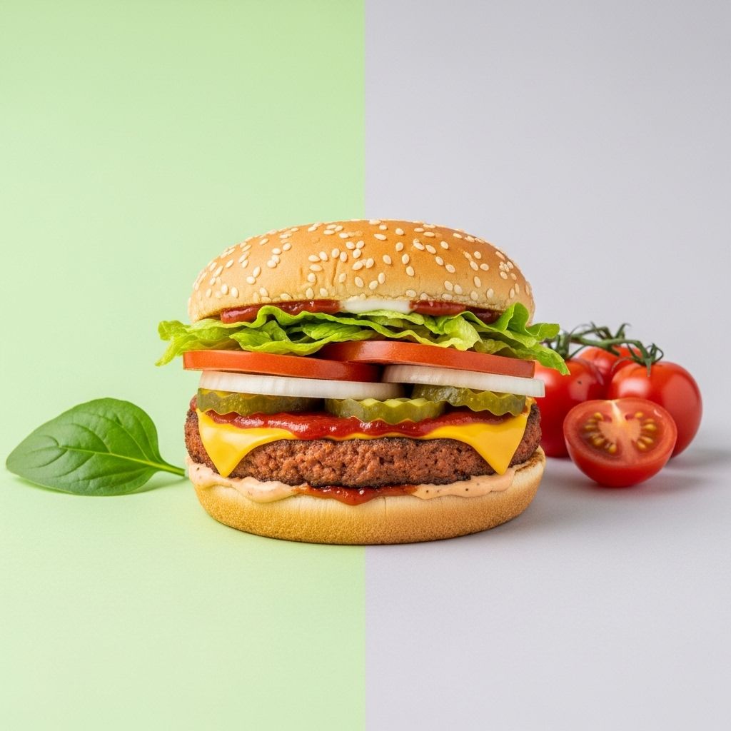 Compare a plant-based patty with beef for nutrition, flavor, and environmental impact.