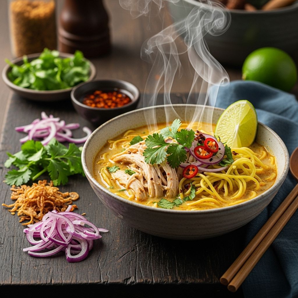 Silky, spice-infused broth with crisp toppings creates a cozy communal dining experience.