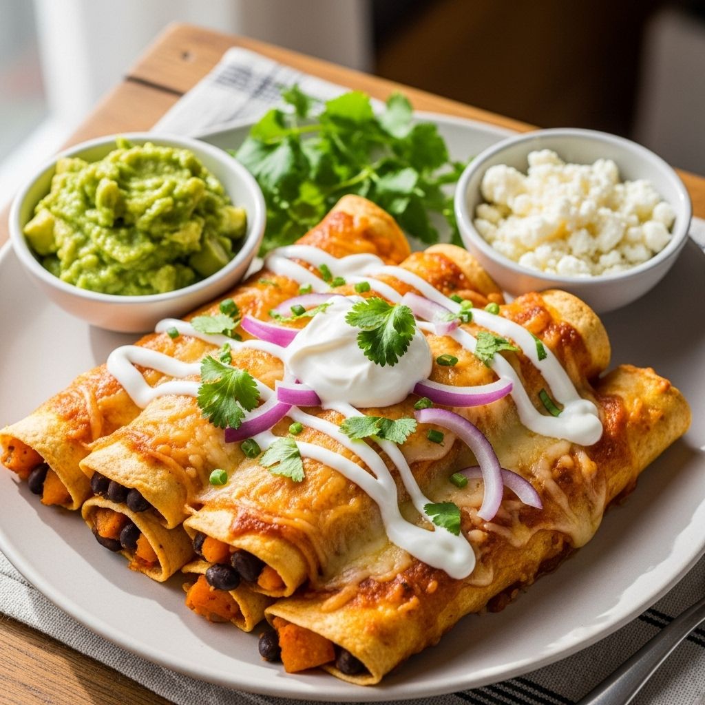 Butternut Squash and Black Bean Enchiladas: A Comforting Vegetarian Classic This comforting bake transforms staples into a protein-rich, crowd-pleasing dinner.