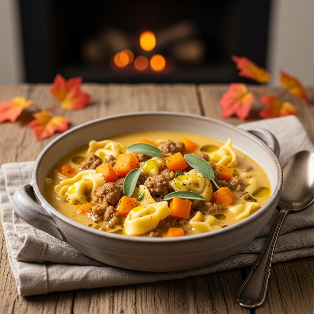 Roasted garlic and tender pasta mingle with savory herbs in a heartwarming bowl.