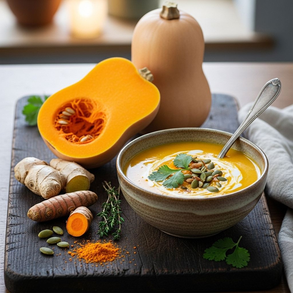Discover how to make a vibrant, immunity-boosting soup that combines butternut squash and turmeric for flavor, nutrition, and comfort.