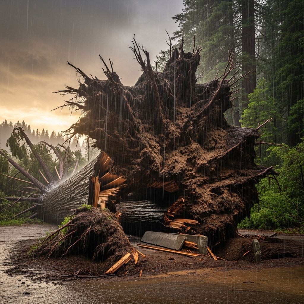 California’s Legendary Drive-Thru Tree Lost to the Storm: The End of an Era The century-old Pioneer Cabin Tunnel Tree collapses in Calaveras Big Trees State Park, marking a significant loss for California's natural heritage and tourism.