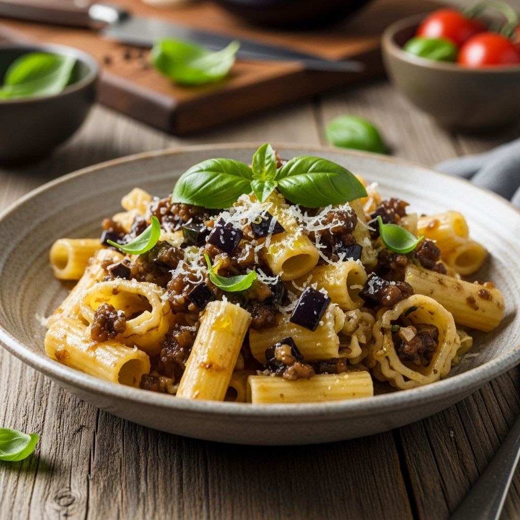 Campanelle with Eggplant Caviar: A French-Inspired Pasta Adventure A smoky Provençal spread brings depth and elegance to weeknight meals.