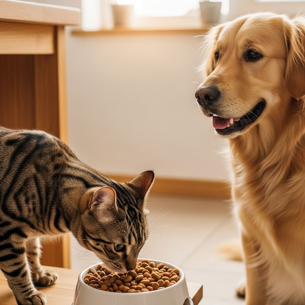 Canine kibble lacks key nutrients that felines need and may compromise their well-being.
