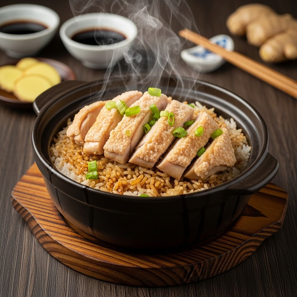 A perfect balance of crisp rice, savory chicken, and aromatic sauces in every bite.