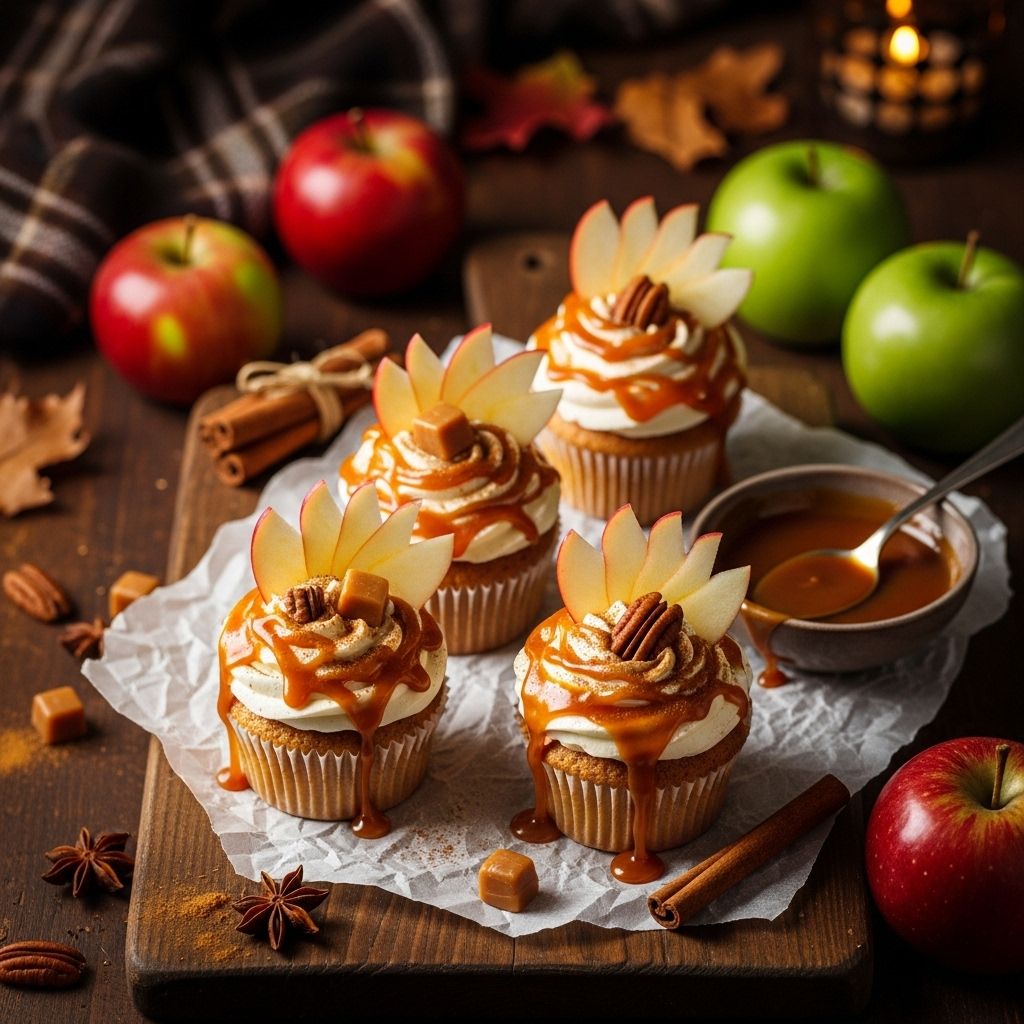 Moist spiced cupcakes with caramel-cider frosting capture the warmth of autumn.
