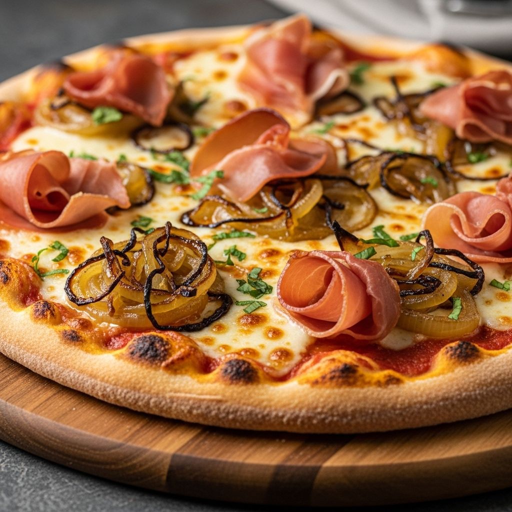 An indulgent fusion of sweet and salty flavors coming alive on a golden, crisp base.