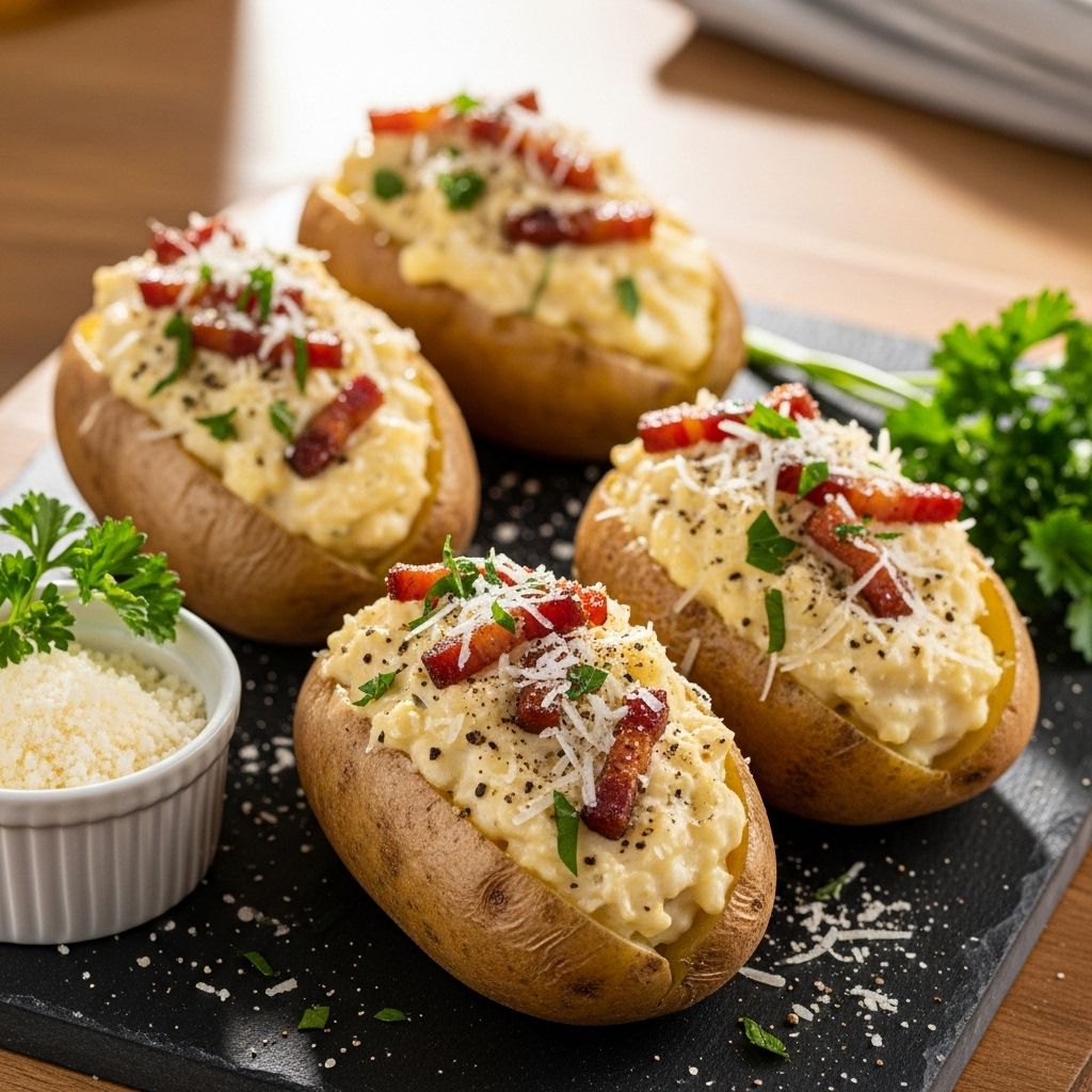 Savor a rich blend of velvety sauce and crispy skins for a delightful comfort meal.