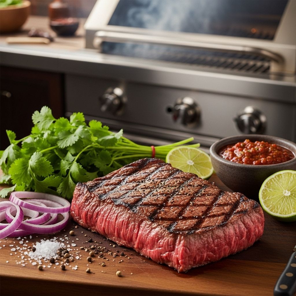 Experience a symphony of citrus, spice, and smoky char in every tender steak slice.