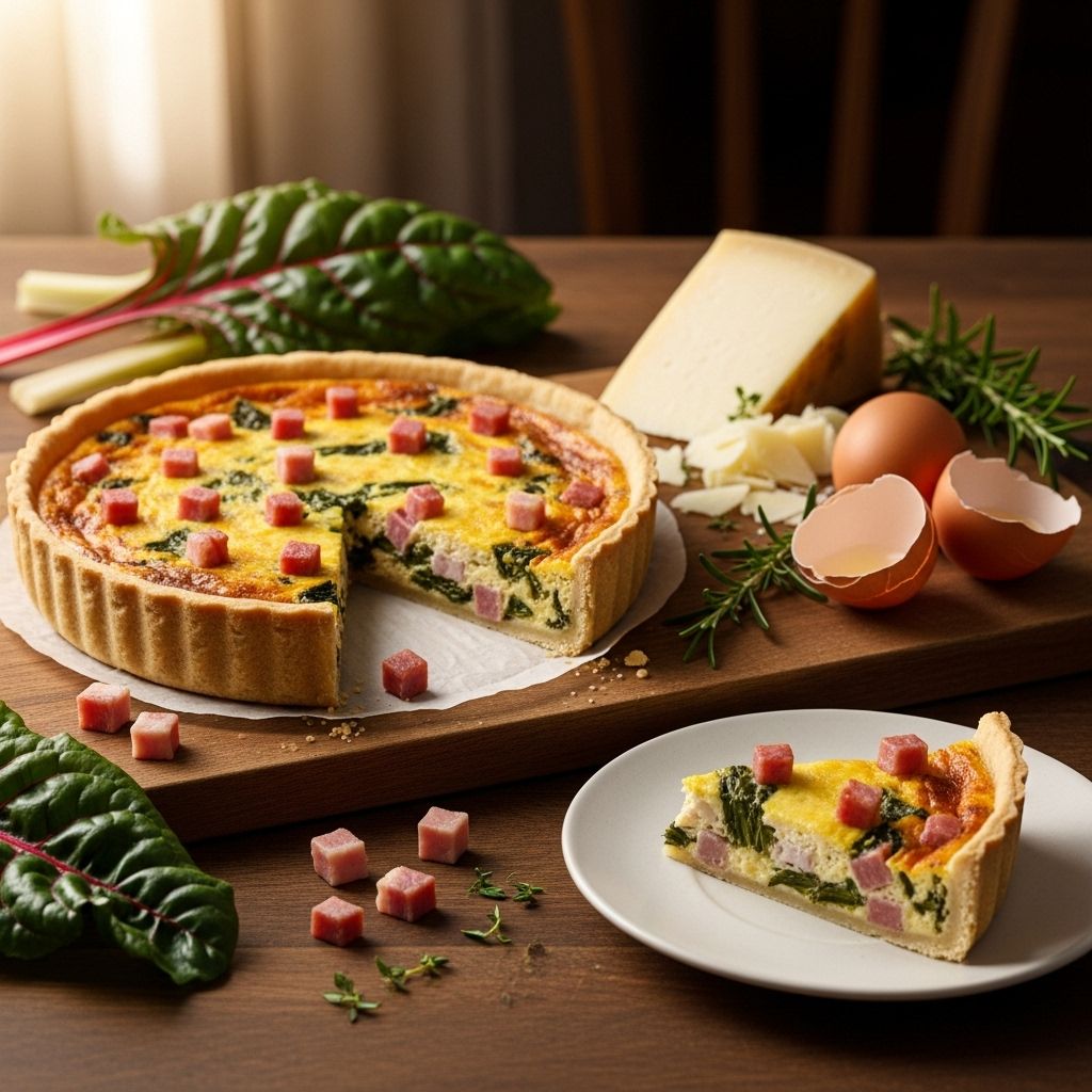 Make-ahead tart balances creamy custard with savory fillings for effortless mornings.