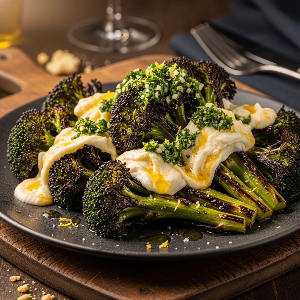 Smoky greens meet silky cheese sauce and fresh herb zest for a gourmet flavor harmony.