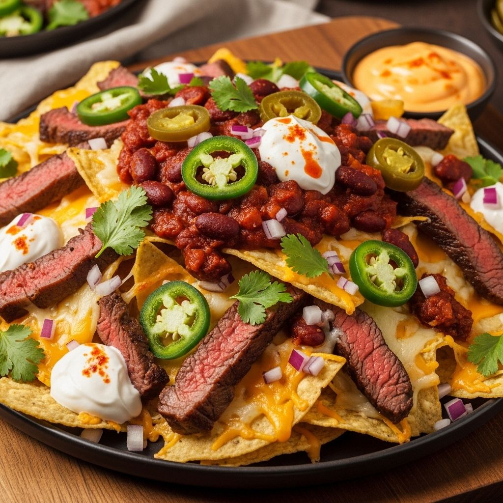 Tender strips of steak and melty cheese turn every chip into a flavorful bite.