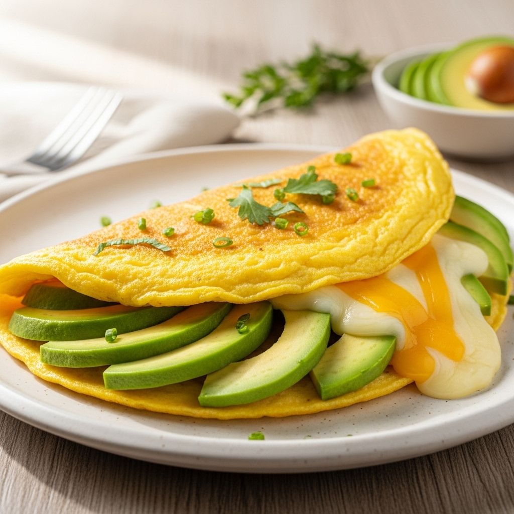 Discover how to prepare a cheesy avocado omelette packed with fresh veggies, protein, and healthy fats—perfect for a filling breakfast, lunch, or dinner.
