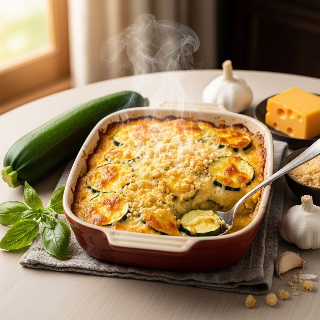 Turn surplus summer squash into a creamy baked delight with a satisfyingly crisp topping.