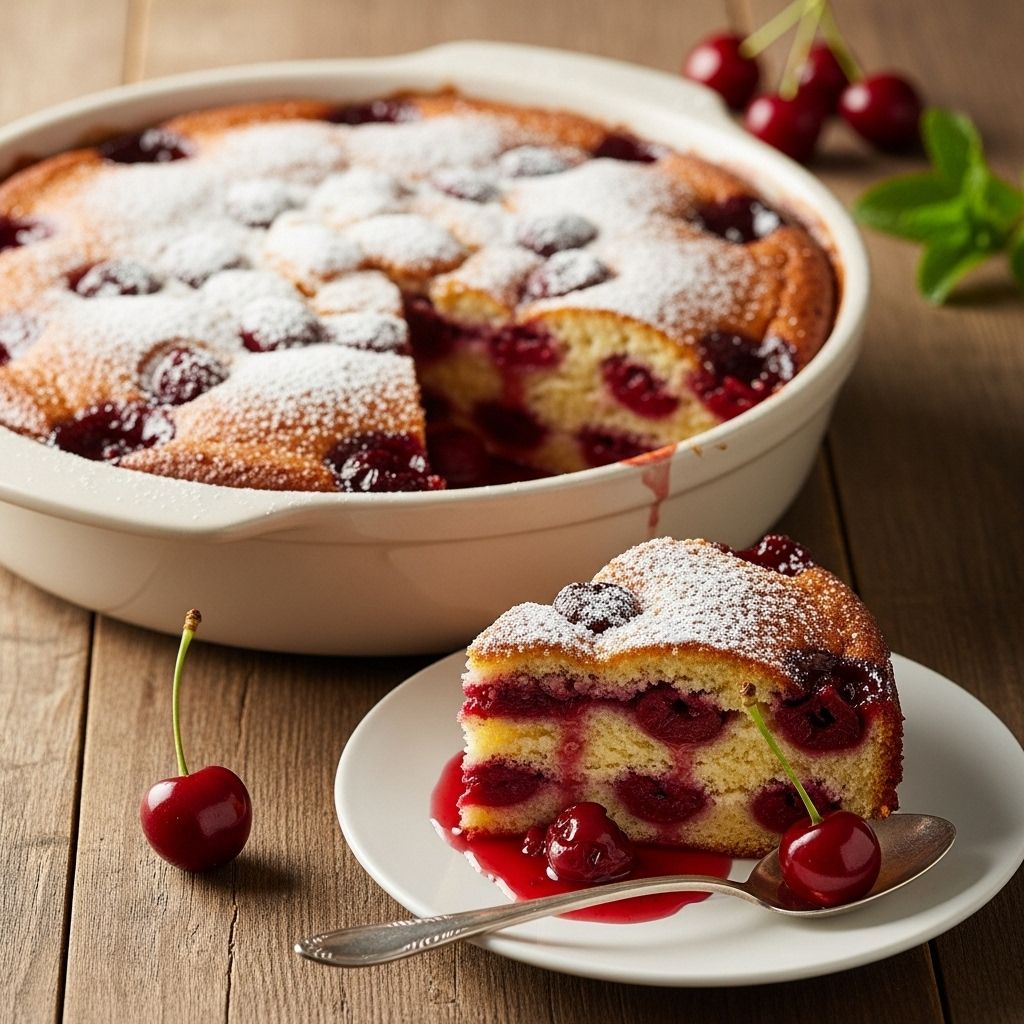 A nostalgic, spoonable treat where juicy fruit meets tender crumb in every bite.