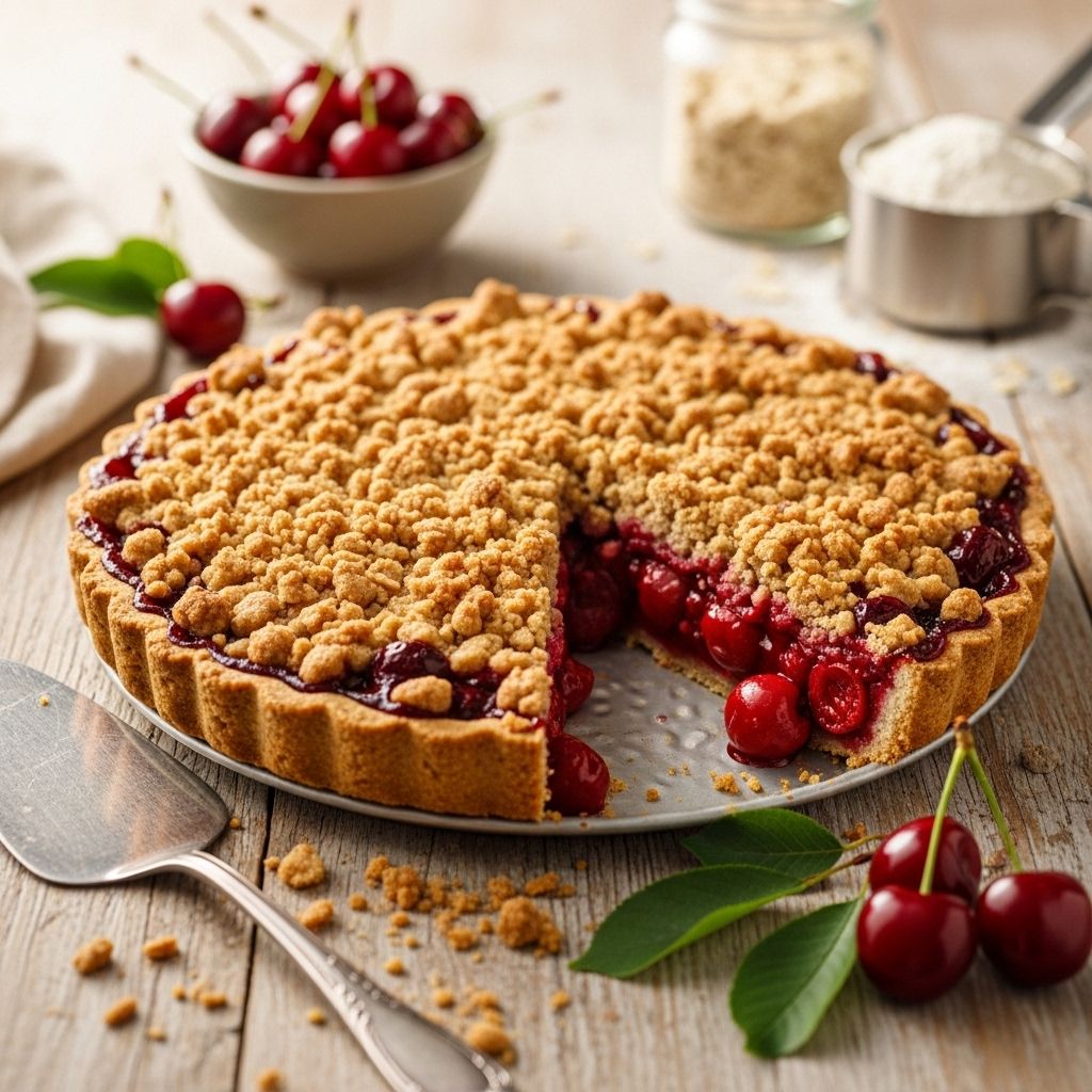 A delightful pairing of tart cherries and sweet filling crowned by a buttery, golden crunch.