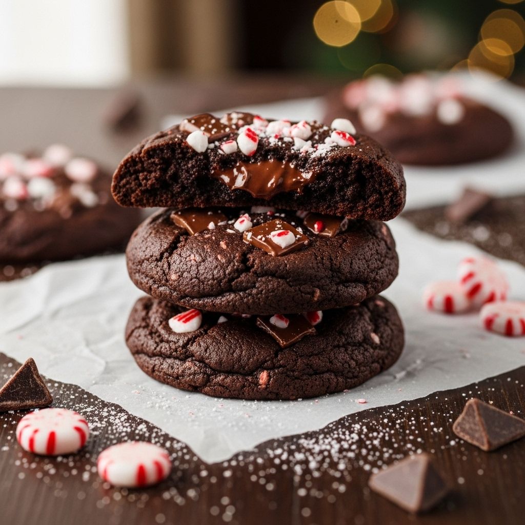 Soft-centered cookies blend deep cocoa and refreshing mint for an unforgettable treat.