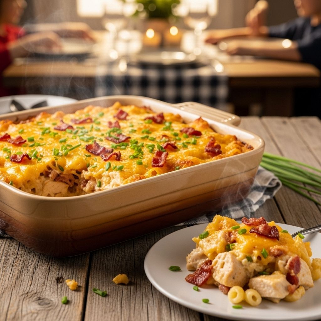 A single-dish feast that balances creamy sauce, smoky crunch, and cheese in every bite.