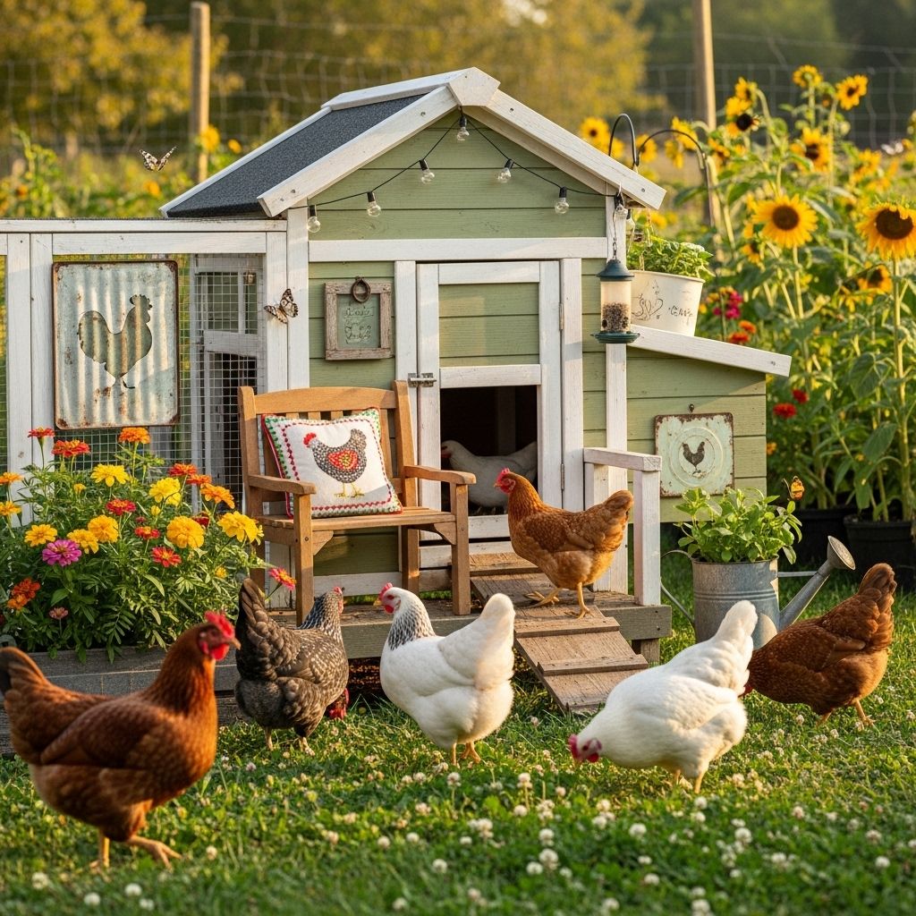 Infuse charm and promote easy upkeep in your flock's habitat with clever accents.