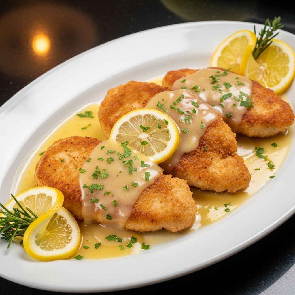 One-pan method yields crisp chicken cutlets and a tangy lemon wine sauce in your kitchen.