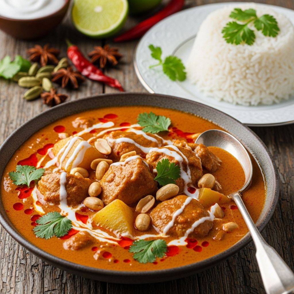 Slow-simmered spices meld with coconut milk for a velvety, aromatic delight.