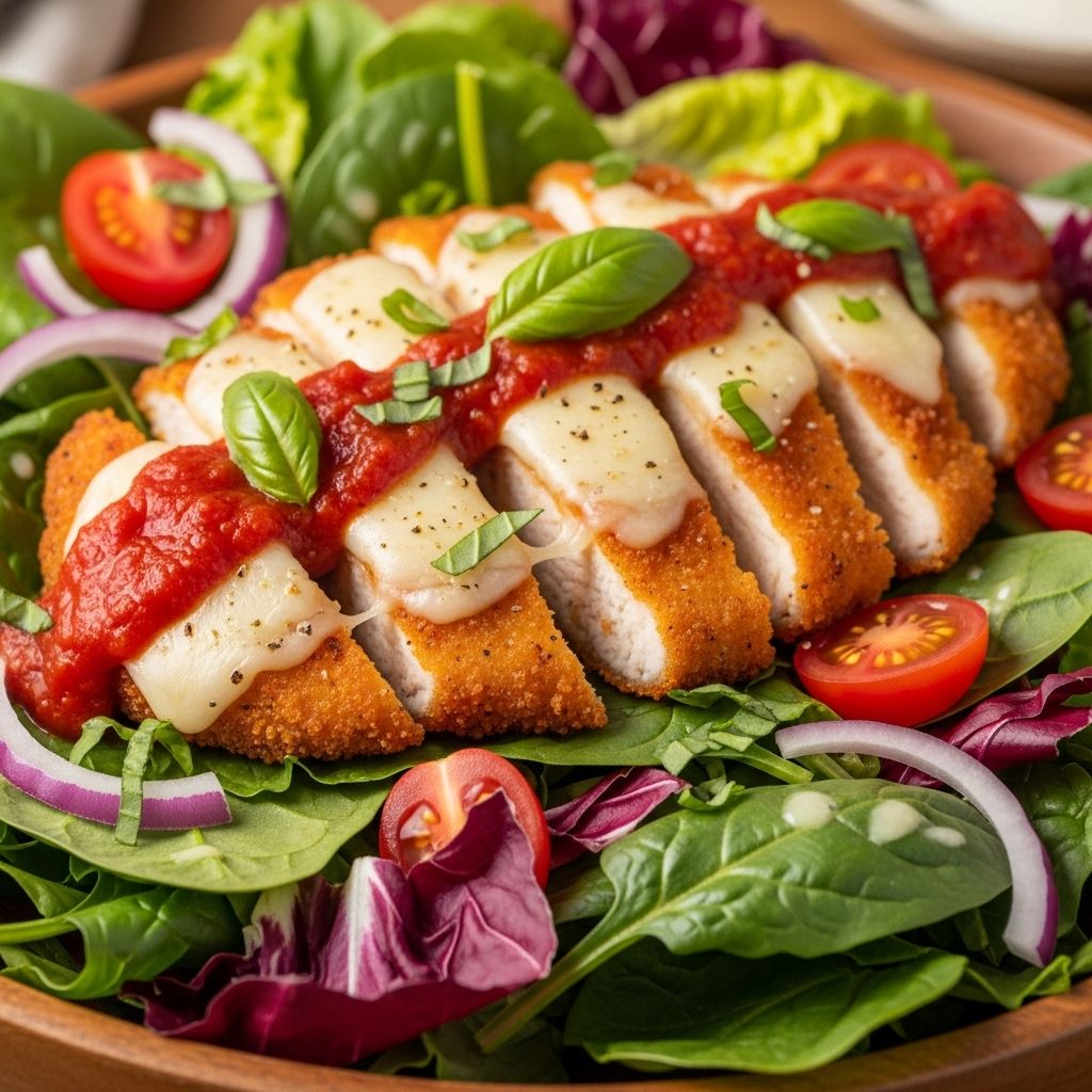 A crisp balance of hearty chicken, melty cheese, and sun-ripened tomatoes in every bite.