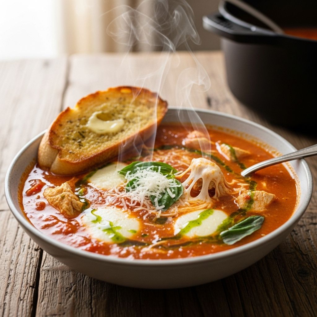 Chicken Parm Soup: Comfort Food Meets Italian Classic A soul-warming twist on a classic Italian favorite in a single, hearty bowl.